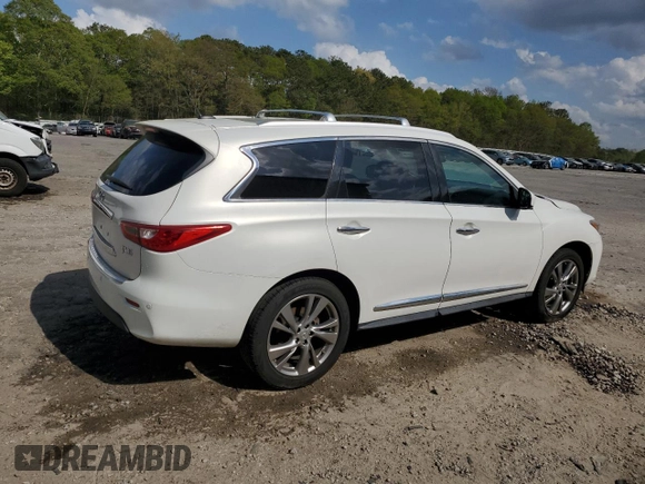 2013 Infiniti JX35 with VIN 5N1AL0MM6DC352606, listed as a Copart auction lot 50633205 with 123,798 mi miles and Salvage Title. Bid and sale history available at DreamBid. Image 3.