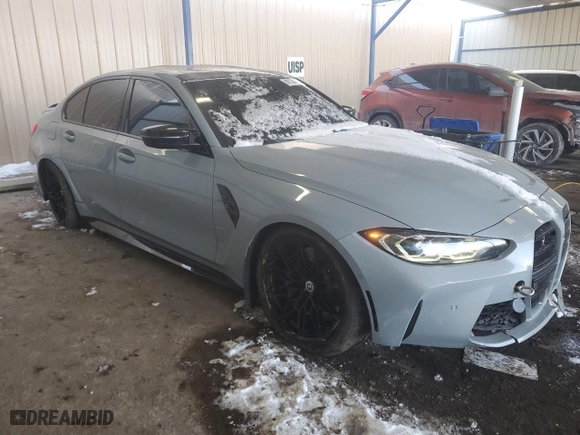 2023 BMW M3 Competition xDrive with VIN WBS43AY04PFN47162, listed as a Copart auction lot 89130455 with 7,434 mi miles and Salvage Title. Bid and sale history available at carsss.com. Image 4.