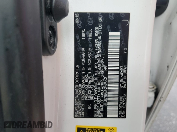 2015 Lexus RX 450h with VIN JTJBC1BA2F2469502, listed as a Copart auction lot 49475915 with 131,175 mi miles and Salvage title. Bid and sale history available at DreamBid. Image 13.