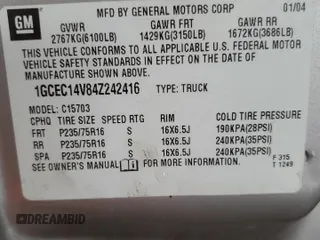 2004 Chevrolet Silverado 1500 LS with VIN 1GCEC14V84Z242416, listed as a Copart auction lot 87315594 with 126,355 mi miles and Salvage Title. Bid and sale history available at carsss.com. Image 12.