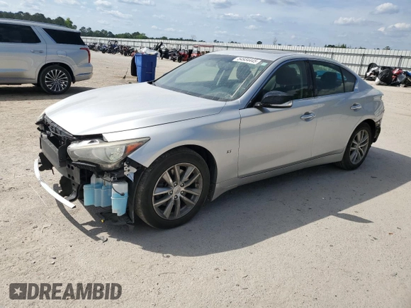 2014 Infiniti Q50 Premium with VIN JN1BV7AR2EM700072, listed as a Copart auction lot 54934445 with 97,381 mi miles and Salvage title. Bid and sale history available at DreamBid. Image 1.