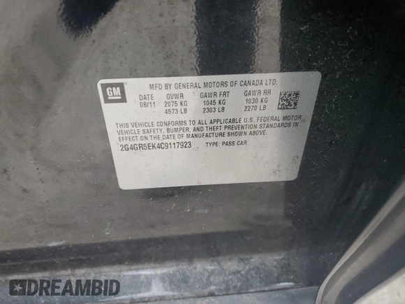 2012 Buick Regal z VIN 2G4GR5EK4C9117923, wystawiony jako Copart lot #44996065 z przebiegiem 70 941 mil mil oraz Szkoda całkowita • Salvage title. Historia ofert i sprzedaży dostępna na DreamBid. Obrazek 14.