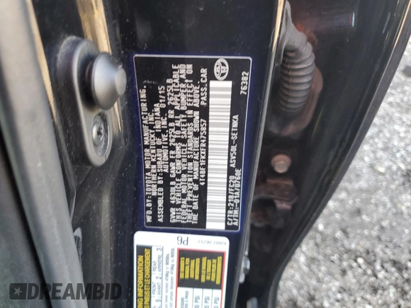 2015 Toyota Camry XLE with VIN 4T4BF1FKXFR475857, listed as a Copart auction lot 51873875 with 67,149 mi miles and Salvage Title. Bid and sale history available at DreamBid. Image 15.