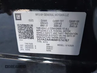 2021 Cadillac XT4 FWD Luxury with VIN 1GYAZAR46MF074767, listed as a IAAI auction lot 41652091 with 46,631 mi miles and . Bid and sale history available at DreamBid. Image 9.