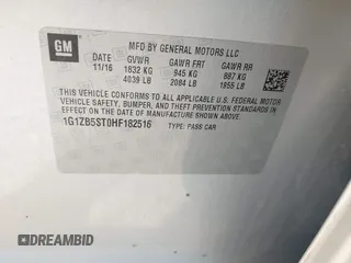 2017 Chevrolet Malibu LS with VIN 1G1ZB5ST0HF182516, listed as a IAAI auction lot 41870295 with 116,521 mi miles and . Bid and sale history available at DreamBid. Image 9.