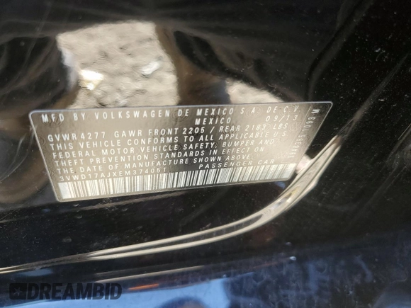 2014 Volkswagen Jetta SE z VIN 3VWD17AJXEM374051, wystawiony jako Copart lot #50261485 z przebiegiem 138 282 mil mil oraz Szkoda całkowita • Salvage title. Historia ofert i sprzedaży dostępna na DreamBid. Obrazek 12.