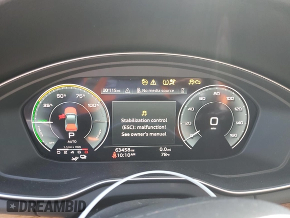 2021 Audi Q5 Premium with VIN WA1G2AFY0M2043639, listed as a Copart auction lot 60105855 with 63,458 mi miles and Salvage title. Bid and sale history available at DreamBid. Image 9.