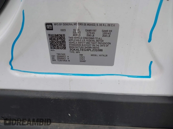 2023 GMC Terrain SLE with VIN 3GKALTEGXPL231086, listed as a IAAI auction lot 42175876 with 70,324 mi miles and . Bid and sale history available at DreamBid. Image 9.