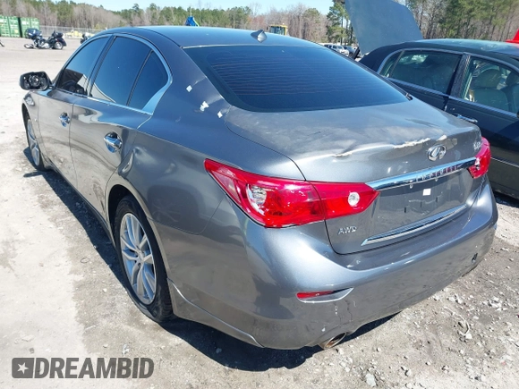2015 Infiniti Q50 with VIN JN1BV7AR2FM423781, listed as a IAAI auction lot 41803765 with 72,623 mi miles. Bid and sale history available at carsss.com. Image 3.