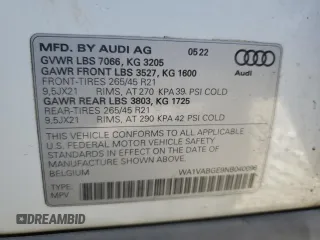 2022 Audi e-tron Chronos with VIN WA1VABGE9NB040096, listed as a Copart auction lot 44611785 with 49,609 mi miles and Salvage title. Bid and sale history available at DreamBid. Image 15.