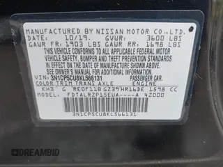 2019 Nissan Kicks SR with VIN 3N1CP5CU8KL566131, listed as a IAAI auction lot 41871449 with 41,041 mi miles and . Bid and sale history available at carsss.com. Image 9.