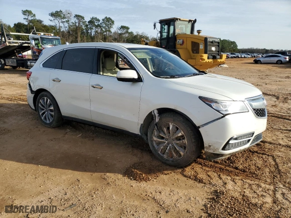 2016 Acura MDX w/Tech with VIN 5FRYD3H40GB013762, listed as a Copart auction lot 45000205 with 0 mi miles and Salvage Title. Bid and sale history available at carsss.com. Image 4.
