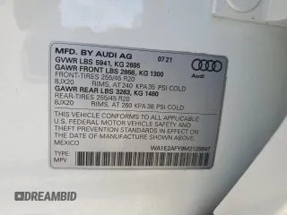 2021 Audi Q5 Premium Plus with VIN WA1E2AFY9M2128647, listed as a Copart auction lot 72887654 with 22,051 mi miles and Salvage Title. Bid and sale history available at carsss.com. Image 14.