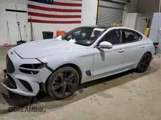 2022 Genesis G70 3.3T with VIN KMTG54TEXNU103314, listed as a Copart auction lot 50079415 with 46,603 mi miles and Salvage Title. Bid and sale history available at DreamBid. Image 1.