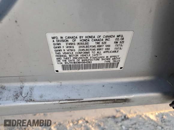 2006 Honda Ridgeline RTL with VIN 2HJYK16516H564293, listed as a Copart auction lot 77257964 with 173,856 mi miles and Salvage Title. Bid and sale history available at carsss.com. Image 13.