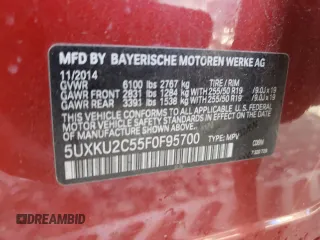 2015 BMW X6 xDrive35i with VIN 5UXKU2C55F0F95700, listed as a Copart auction lot 68666533 with 188,419 mi miles. Bid and sale history available at carsss.com. Image 13.