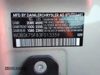 2003 Mercedes-Benz SL 500 z VIN WDBSK75F83F013359, wystawiony jako Copart lot #49827595 z przebiegiem 68 952 mil mil oraz Nie do naprawy • Non repairable. Historia ofert i sprzedaży dostępna na DreamBid. Obrazek 12.