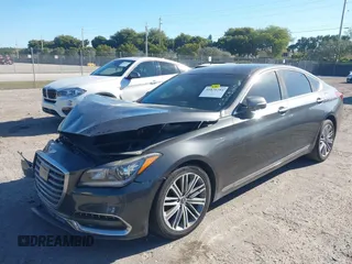 2018 Genesis G80 3.8L with VIN KMHGN4JE7JU226740, listed as a IAAI auction lot 41821284 with 87,081 mi miles and . Bid and sale history available at carsss.com. Image 2.