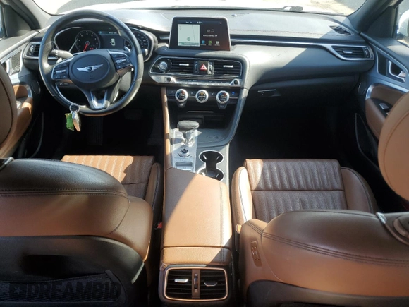 2021 Genesis G70 2.0T with VIN KMTG34LA8MU072565, listed as a Copart auction lot 54375895 with 93,275 mi miles and Salvage title. Bid and sale history available at DreamBid. Image 8.