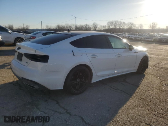 2022 Audi A5 Sportback S line Premium with VIN WAUDACF58NA009238, listed as a Copart auction lot 42725495 with 76,798 mi miles and Salvage Title. Bid and sale history available at carsss.com. Image 3.