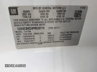 2015 Chevrolet Tahoe LT with VIN 1GNSCBKC4FR530776, listed as a IAAI auction lot 41754350 with 174,694 mi miles and . Bid and sale history available at DreamBid. Image 9.