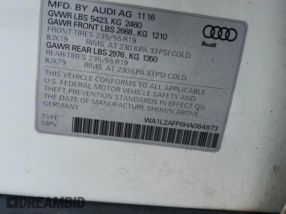 2017 Audi Q5 Premium Plus z VIN WA1L2AFP6HA084973, wystawiony jako Copart lot #56298475 z przebiegiem 77 553 mil mil oraz Tytuł czysty. Historia ofert i sprzedaży dostępna na DreamBid. Obrazek 13.