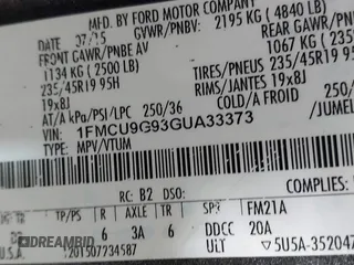 2016 Ford Escape SE with VIN 1FMCU9G93GUA33373, listed as a IAAI auction lot 41739890 with Not Provided miles and . Bid and sale history available at DreamBid. Image 9.
