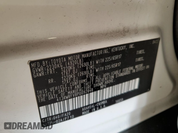 2023 Toyota RAV4 Hybrid XLE with VIN 4T3RWRFV8PU092848, listed as a Copart auction lot 51754275 with 20,841 mi miles and Salvage Title. Bid and sale history available at carsss.com. Image 13.