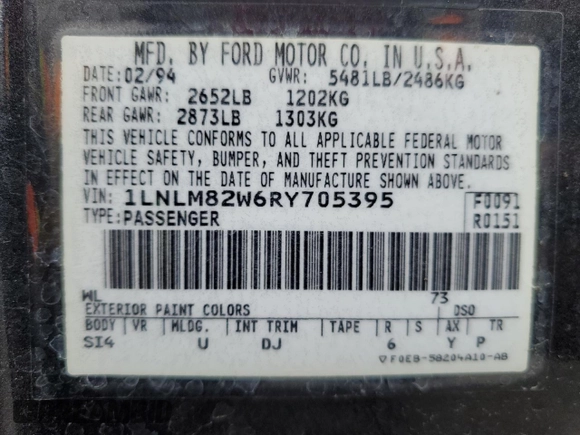 1994 Lincoln Town Car Signature z VIN 1LNLM82W6RY705395, wystawiony jako Copart lot #82490554 z przebiegiem 252 997 mil mil oraz Szkoda całkowita • Salvage title. Historia ofert i sprzedaży dostępna na DreamBid. Obrazek 12.