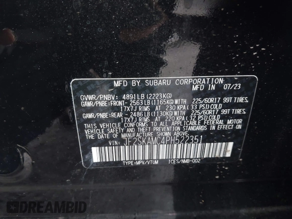 2023 Subaru Forester Wilderness with VIN JF2SKAMC4PH522351, listed as a IAAI auction lot 41731867 with 24,802 mi miles. Bid and sale history available at carsss.com. Image 9.