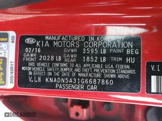 2016 Kia Rio EX with VIN KNADN5A31G6687860, listed as a Copart auction lot 44913155 with 54,038 mi miles and Salvage Title. Bid and sale history available at carsss.com. Image 12.