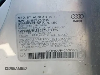 2012 Audi Q5 Prestige with VIN WA1WKAFP4CA053405, listed as a Copart auction lot 52707185 with 177,210 mi miles and Salvage title. Bid and sale history available at DreamBid. Image 13.