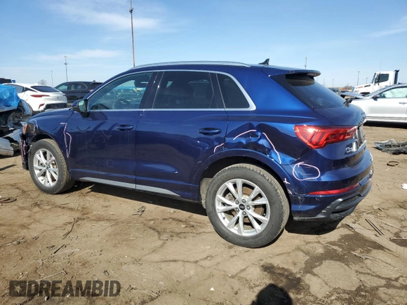 2022 Audi Q3 S line Premium with VIN WA1DECF38N1021731, listed as a Copart auction lot 47646805 with 38,057 mi miles and Salvage Title. Bid and sale history available at carsss.com. Image 2.