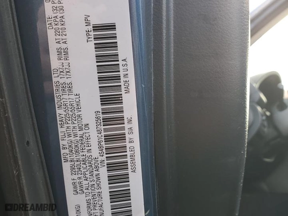 2008 Subaru Outback (Natl) i with VIN 4S4BP61C487325619, listed as a Copart auction lot 82958914 with 157,666 mi miles and Salvage Title. Bid and sale history available at carsss.com. Image 12.