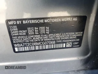 2021 BMW 7 Series 740i z VIN WBA7T2C08MCG07068, wystawiony jako Copart lot #58062205 z przebiegiem 37 121 mil mil oraz Czysty tytuł • Clean title. Historia ofert i sprzedaży dostępna na DreamBid. Obrazek 12.