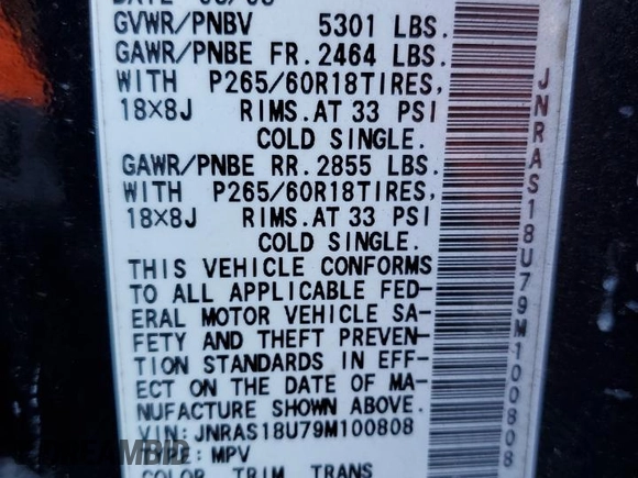 2009 Infiniti FX with VIN JNRAS18U79M100808, listed as a Copart auction lot 83042354 with 160,198 mi miles and Clean Title. Bid and sale history available at DreamBid. Image 12.