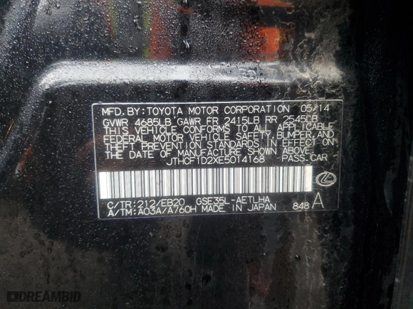 2014 Lexus IS 250 with VIN JTHCF1D2XE5014168, listed as a Copart auction lot 43897225 with 147,657 mi miles and Salvage Title. Bid and sale history available at carsss.com. Image 12.
