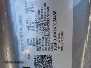 2019 Chevrolet Camaro 1LS with VIN 1G1FB1RXXK0124458, listed as a Copart auction lot 88047445 with 51,137 mi miles and Salvage Title. Bid and sale history available at carsss.com. Image 13.