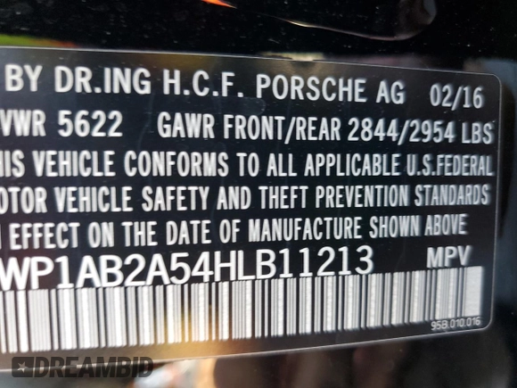 2017 Porsche Macan S with VIN WP1AB2A54HLB11213, listed as a Copart auction lot 72855544 with 58,692 mi miles and Salvage title. Bid and sale history available at DreamBid. Image 14.