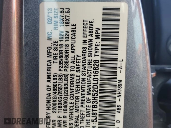 2013 Acura RDX Tech Pkg with VIN 5J8TB3H52DL016828, listed as a Copart auction lot 47432005 with 106,403 mi miles and Clean Title. Bid and sale history available at carsss.com. Image 12.