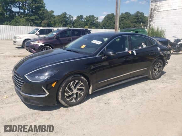 2020 Hyundai Sonata Hybrid Blue with VIN KMHL24JJ2LA011582, listed as a Copart auction lot 68373164 with 46,629 mi miles and Salvage Title. Bid and sale history available at carsss.com. Image 1.