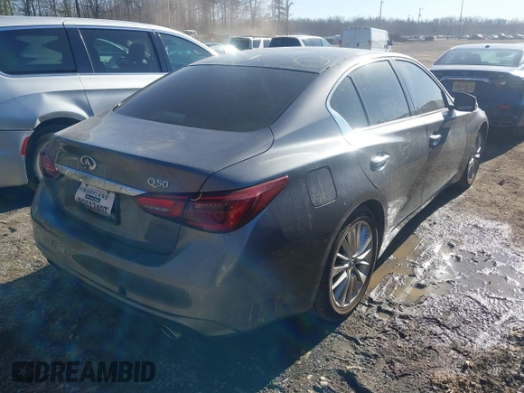 2021 Infiniti Q50 3.0t LUXE with VIN JN1EV7BP4MM705007, listed as a IAAI auction lot 41458611 with 59,246 mi miles. Bid and sale history available at carsss.com. Image 4.