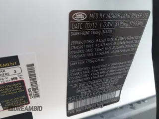 2017 Land Rover Range Rover с VIN SALGS5FE6HA362535, выставлен на аукционе IAAI как лот 42384925 с пробегом 116 989 миль миль и . История ставок и продаж доступна на DreamBid. Изображение 9.