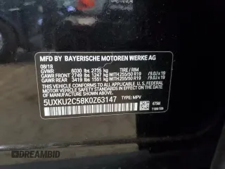 2019 BMW X6 xDrive35i with VIN 5UXKU2C58K0Z63147, listed as a Copart auction lot 47539075 with 100,626 mi miles and Clean Title. Bid and sale history available at carsss.com. Image 12.