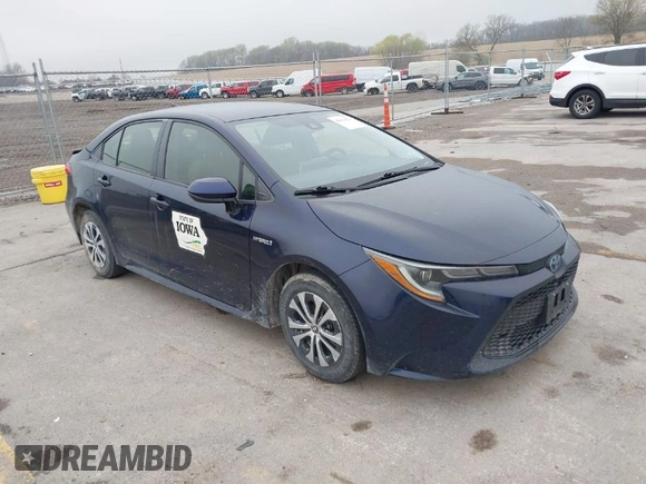 2021 Toyota Corolla Hybrid LE with VIN JTDEAMDE9MJ003172, listed as a IAAI auction lot 42062851 with 96,753 mi miles. Bid and sale history available at carsss.com. Image 1.