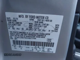 2012 Ford Escape Limited с VIN 1FMCU9E70CKB77700, выставлен на аукционе IAAI как лот 41226558 с пробегом 102 692 миль миль и . История ставок и продаж доступна на DreamBid. Изображение 9.