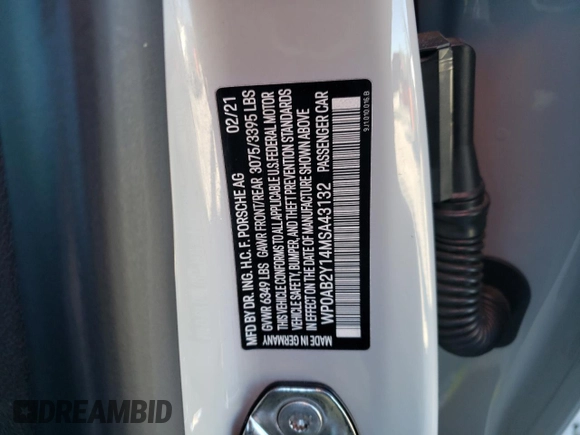2021 Porsche Taycan 4S z VIN WP0AB2Y14MSA43132, wystawiony jako Copart lot #84077624 z przebiegiem 26 965 mil mil oraz Szkoda całkowita • Salvage title. Historia ofert i sprzedaży dostępna na DreamBid. Obrazek 13.