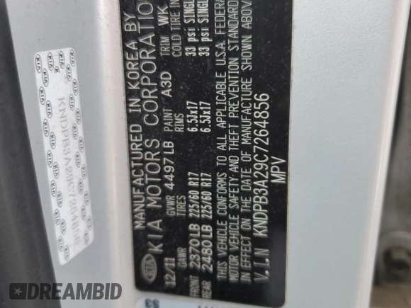 2012 Kia Sportage LX z VIN KNDPB3A29C7264856, wystawiony jako Copart lot #58397685 z przebiegiem 144 621 mil mil oraz Szkoda całkowita • Salvage title. Historia ofert i sprzedaży dostępna na DreamBid. Obrazek 13.