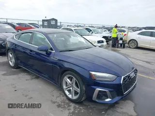 2021 Audi A5 Sportback S line Premium with VIN WAUDACF55MA012757, listed as a IAAI auction lot 41232405 with 1 mi miles. Bid and sale history available at carsss.com. Image 1.