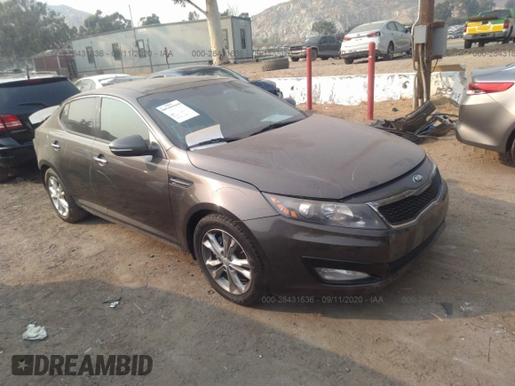 2013 Kia Optima EX with VIN 5XXGN4A76DG217222, listed as a IAAI auction lot 28431636 with 145,232 mi miles and . Bid and sale history available at DreamBid. Image 1.